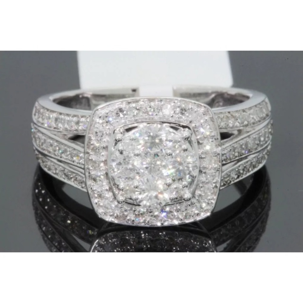 1.20 carat 10k white gold diamond cluster ring